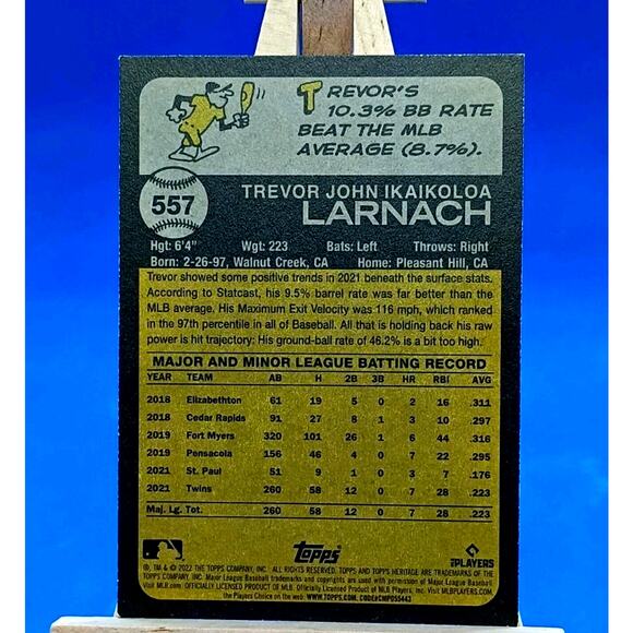 2022 Topps Heritage High Number - Trevor Larnach #557 - Picture 4 of 4